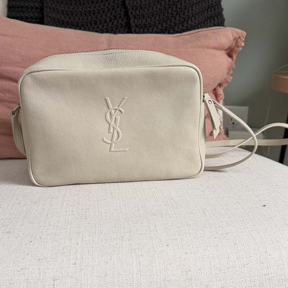 Saint Laurent YSL Monogram Camera Crossbody Bag | White | Authentic